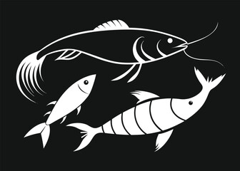 Three Fish Swimming in a Circle Silhouette stylized