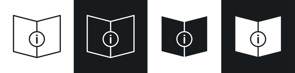 guide book icons in solid and stroke graphics