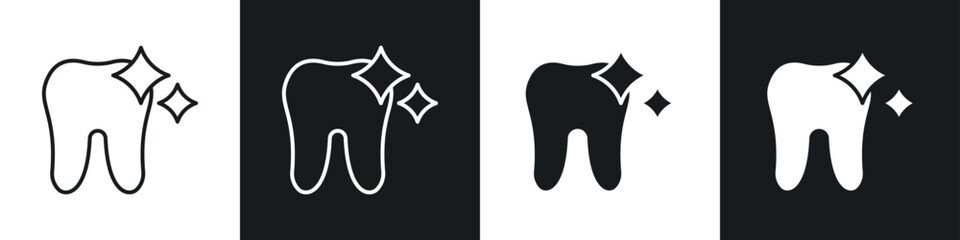 clean tooth icons in solid and stroke graphics