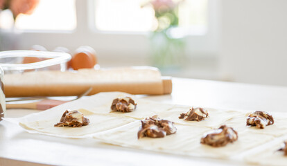 Raw Dough With Filling For Baking