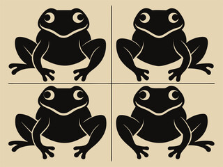 Fototapeta premium Four Frog Silhouettes in a Graphic Pattern silhouette
