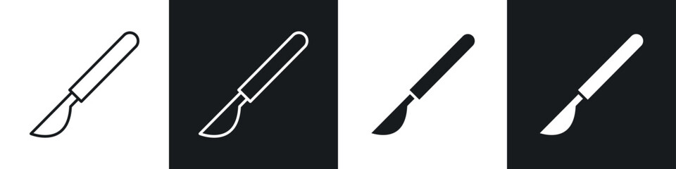 Scalpel icons in solid and stroke graphics