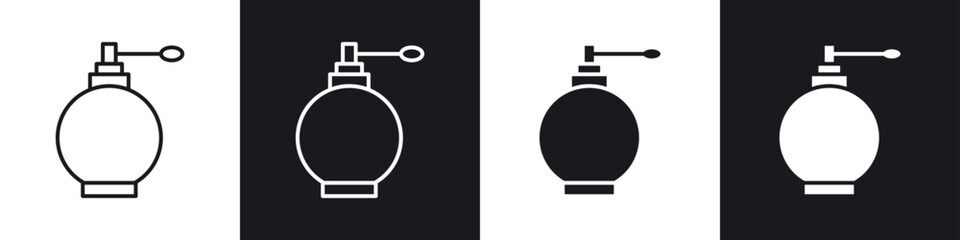 Perfume icons in solid and stroke graphics