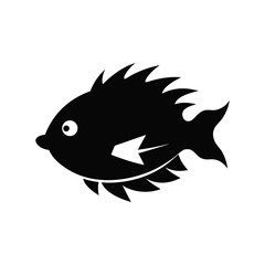 Porcupinefish Silhouette Logo Icon on White Background