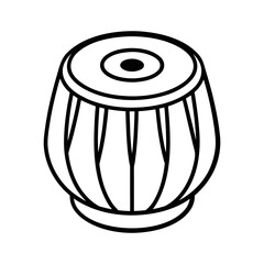 Tabla Outline Illustration on White Background