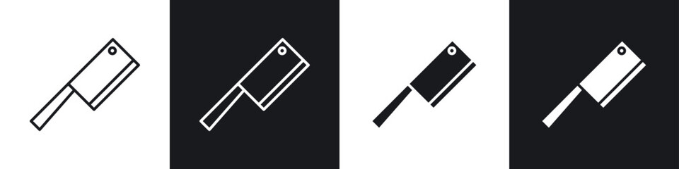 Chopper knife icons in solid and stroke graphics © Bsbd