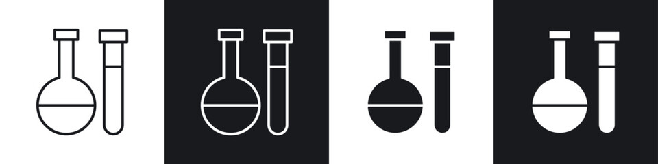 Chemical test icons in solid and stroke graphics