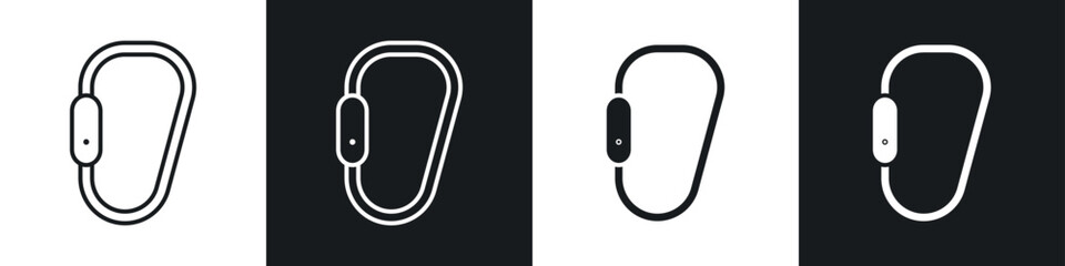 Carabiner icons in solid and stroke graphics
