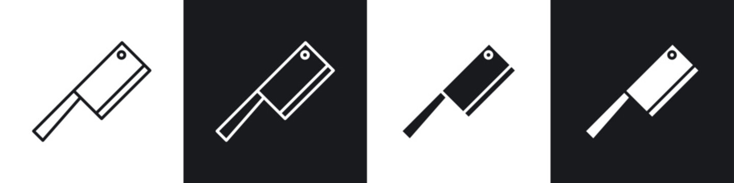 Chopper knife icons in solid and stroke graphics