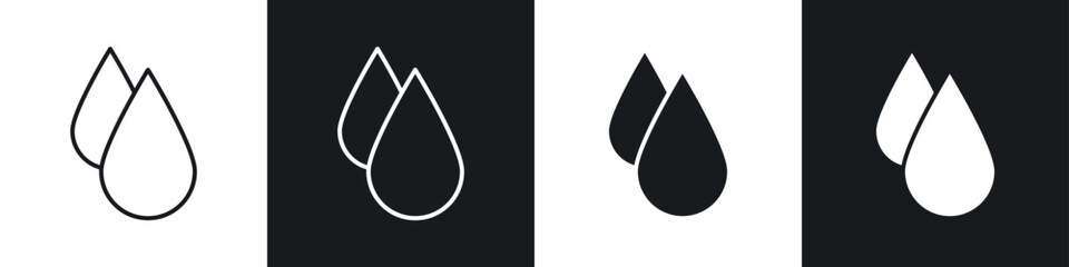 Blood drops icons in solid and stroke graphics