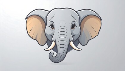 Elephant head illustration.  Friendly, calm face