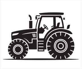 Black silhouette of farm tractor vector illustration for agriculture