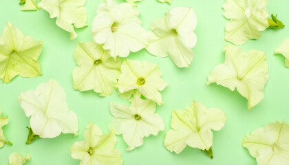 Pale green flowers on a mint green background