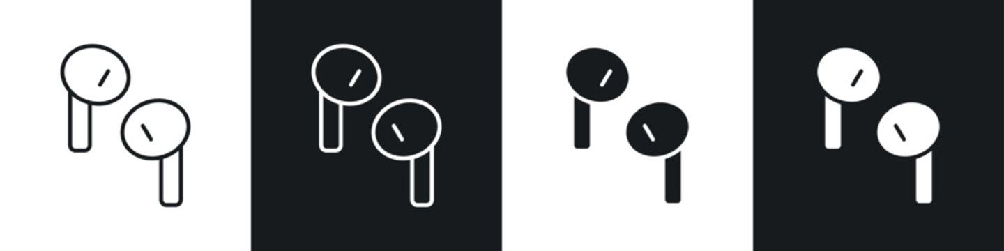 Air pods icons in solid and stroke graphics