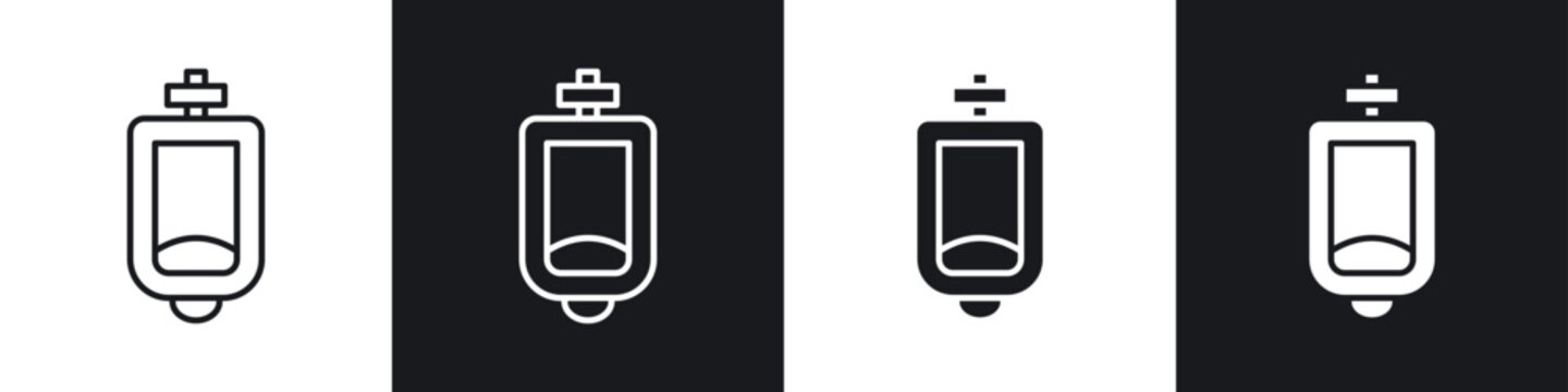 Urinal icons in solid and stroke graphics