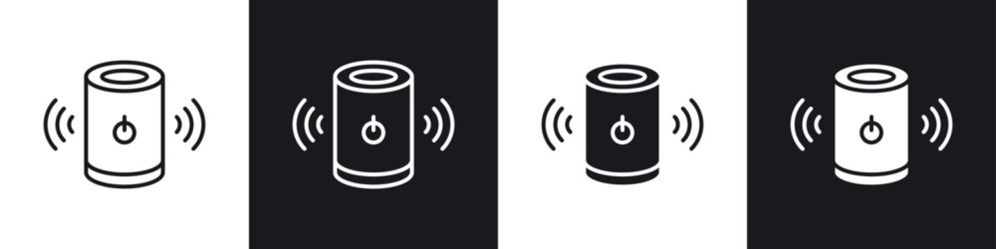 Smart speaker icons in solid and stroke graphics
