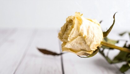 Pale yellow rose, withered