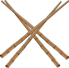 Four Bamboo Chopsticks in Diagonal Arrangement