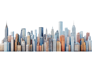 New york city skyline during autumn season with transparent background for creative projects