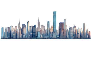 New york city skyline during autumn season with transparent background for creative projects