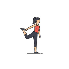 Fototapeta premium Woman balancing on one leg in yoga pose indoors, demonstrating flexibility and control in a minimalist style, promoting health and wellness.