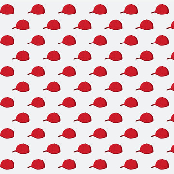 Red Baseball Cap Seamless Vector Pattern