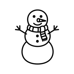 Simple Snowman Illustration with Scarf and Carrot Nose