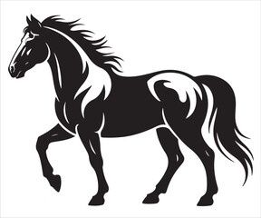 Black silhouette of elegant horse vector illustration for animal design