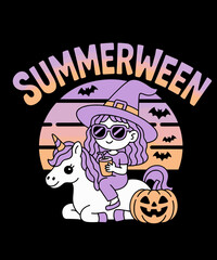 Summerween Funny Witch Halloween Summer Beach Pool Vibes