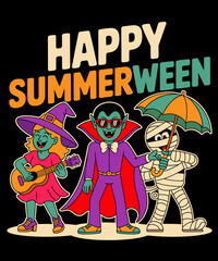 Retro Vintage Spooky Summer Skeleton Halloween in Summer Funny Summerween Lover