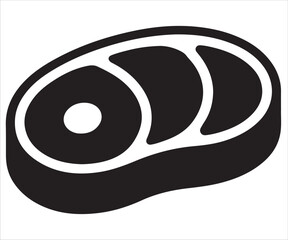 Black silhouette of steak meat cut vector illustration for food design