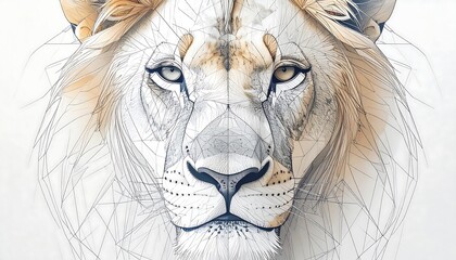 Lion's face, geometric design