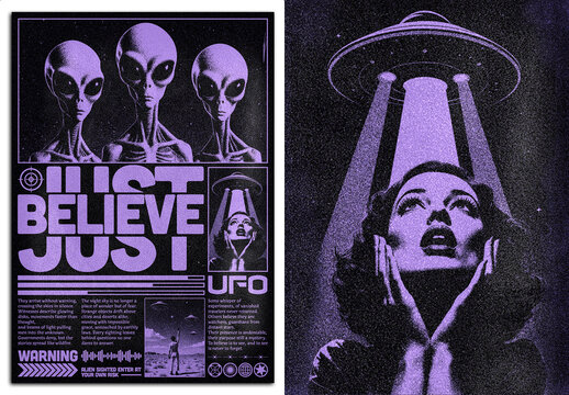 Brutalist Ufo Zine Poster Template