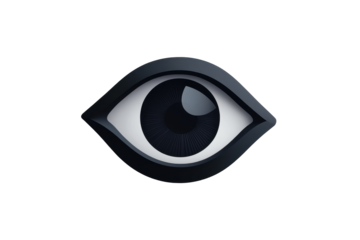 Eye icon isolated on white background; human vision, look, view and surveillance symbol