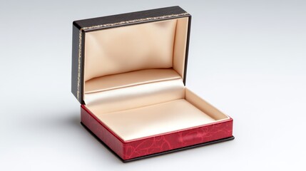 Empty jewelry gift box interior. Cream silk lining. Luxury presentation template