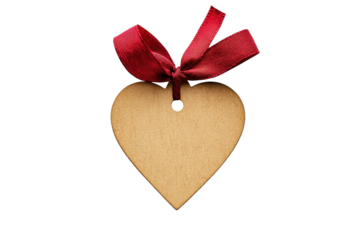 Heart shaped tag with festive red ribbon for valentine's day or anniversary gift