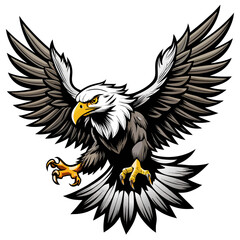 Powerful bald eagle illustration descending with open wings vector graphic vector