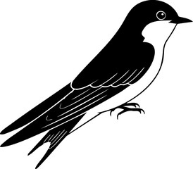 Naklejka premium Elegant swallow bird illustration in black and white, perfect for nature designs and ornithology projects