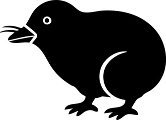 Striking silhouette of a kiwi bird, modern design element for conservation projects and nature themes