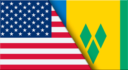 Flags USA And Saint Vincent