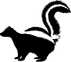 Striking skunk silhouette, a classic wildlife image perfect for branding, logos, and nature projects