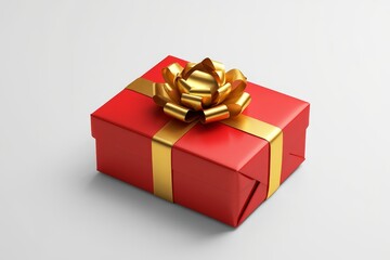 Obraz premium Red Gift Box with Gold Ribbon and Bow - Holiday Present Concept