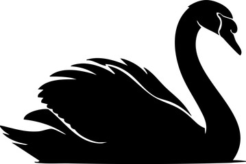 Elegant black swan glides gracefully with serene posture, symbolizing beauty and sophistication. © Ali