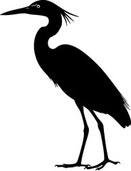Elegant heron silhouette poised gracefully, capturing natural beauty and wild essence for design projects.