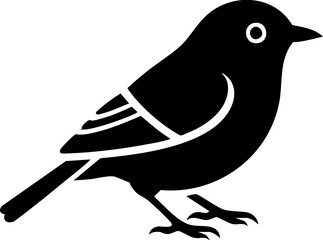 Charming black silhouette of a small bird perched elegantly, perfect for nature and design projects.