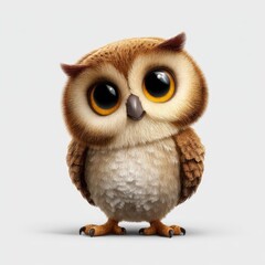 Fototapeta premium A cartoon owl with big eyes and a fluffy tail