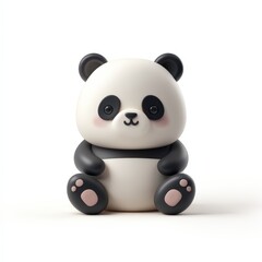 Naklejka premium A panda bear is sitting on a white background