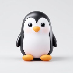 Fototapeta premium A small penguin is sitting on a white background