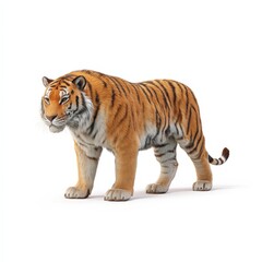Fototapeta premium A tiger is standing on a white background