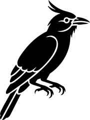 Obraz premium Elegant black bird silhouette perched gracefully, perfect for nature designs and modern art.